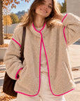 Teddyjacke, mit Kontrastkanten, 4 Farben