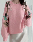 Pullover mit Blumenstickerei