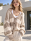 Strickjacke, Mohair, Blockstreifen, Beige