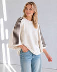 Pullover, flauschi, Kontraststreifen, 3 Farben