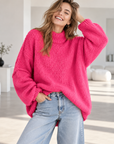 Pullover, flauschi, Stehkragen, Pink