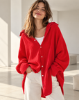 Musselin Bluse, long oversize, Rot