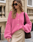 Strickjacke, flauschi, classic, Rosa