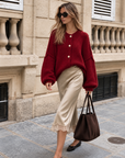 Strickjacke, flauschi, classic, Bordeaux