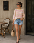 Strickpullover, Candy, Rosa-Gelb