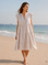 Musselin Tunika, Streifen, Beige