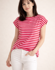 T-Shirt, Cap-Sleeves, Streifen, 4 Farben