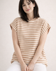 T-Shirt, Cap-Sleeves, Streifen, 4 Farben