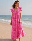 Musselin Kleid, Rückenausschnitt, ärmellos, Wild Leo, Neon-Pink