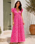 Musselin Kleid, rückenfrei, ärmellos, Pink-Leo
