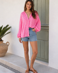 Musselin Bluse, Neon-Leo, Pink