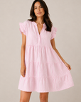 Musselin Tunika, Streifen, Rosa