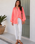 Musselin Bluse, Wild-Leo, Orange-Violett