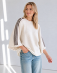 Pullover, flauschi, Kontraststreifen, 3 Farben