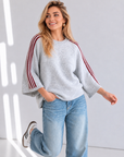 Pullover, flauschi, Kontraststreifen, 3 Farben