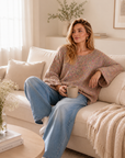 Pullover, flauschi, Konfetti, Beige
