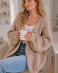 Strickjacke, flauschi, Konfetti, Beige