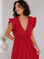 Musselin Kleid, rückenfrei, ärmellos, Streifen, Rot-Fuchsie