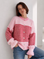 Strickjacke, Streifen, Volantbündchen, Rosa