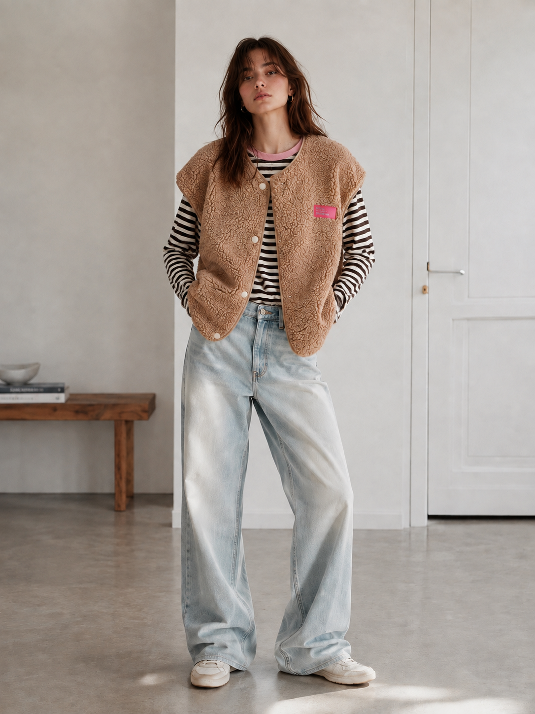 Longsleeve, Streifen, Farbkragen, Schoko