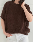 Kurzarm Bouclé Pullover, 5 Farben