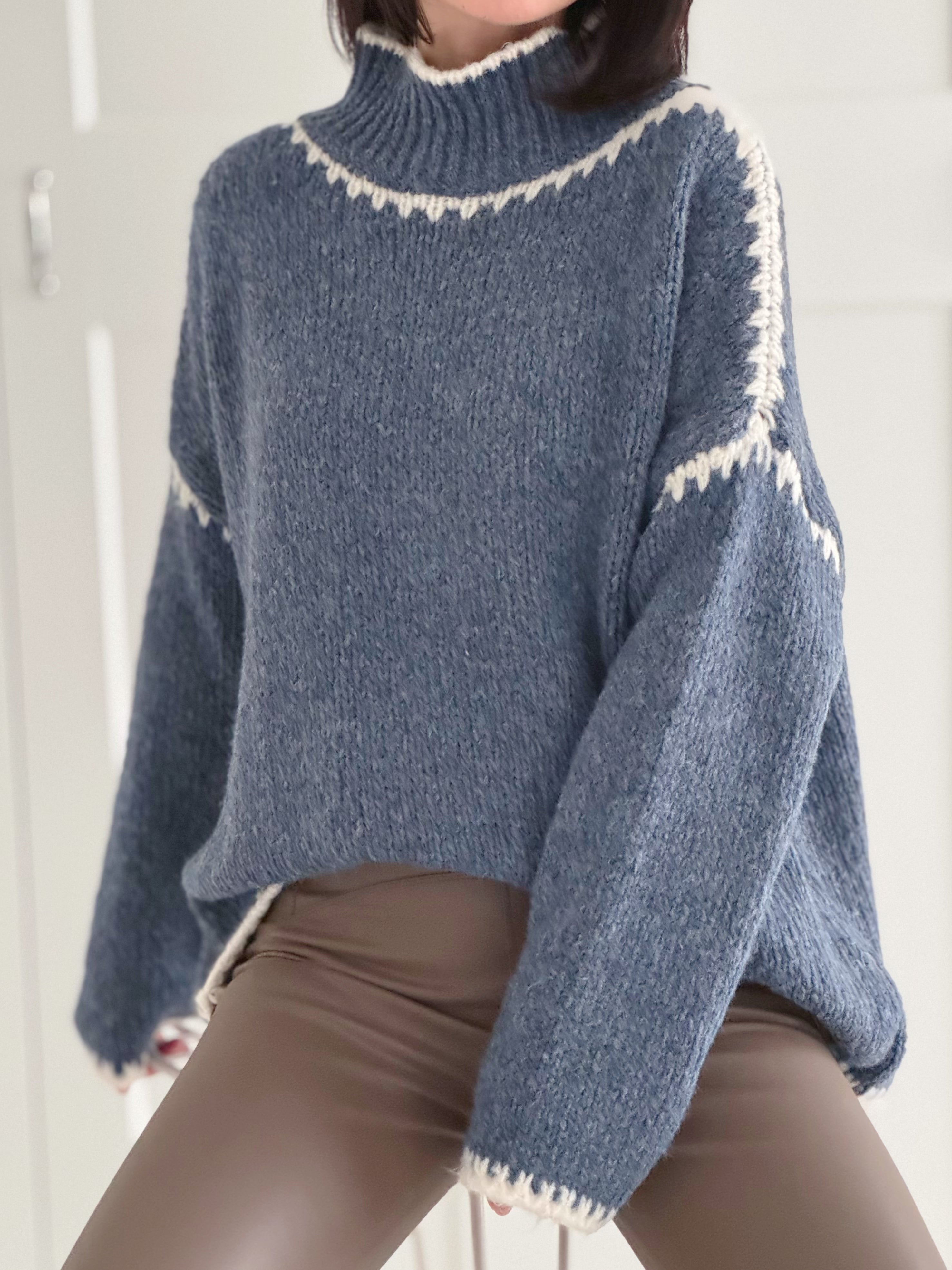 Pullover, mit Rand, 4 Farben