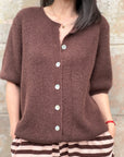 Strickjacke, Alpaka, Rundhalsausschnitt, 3/4 Ärmel, 6 Farben