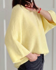 Pullover, Alpaka, Rundhalsausschnitt, 3/4 Ärmel, 6 Farben