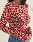 Leo Longsleeve, Cashmere Blend, R-Ausschnitt, Rot