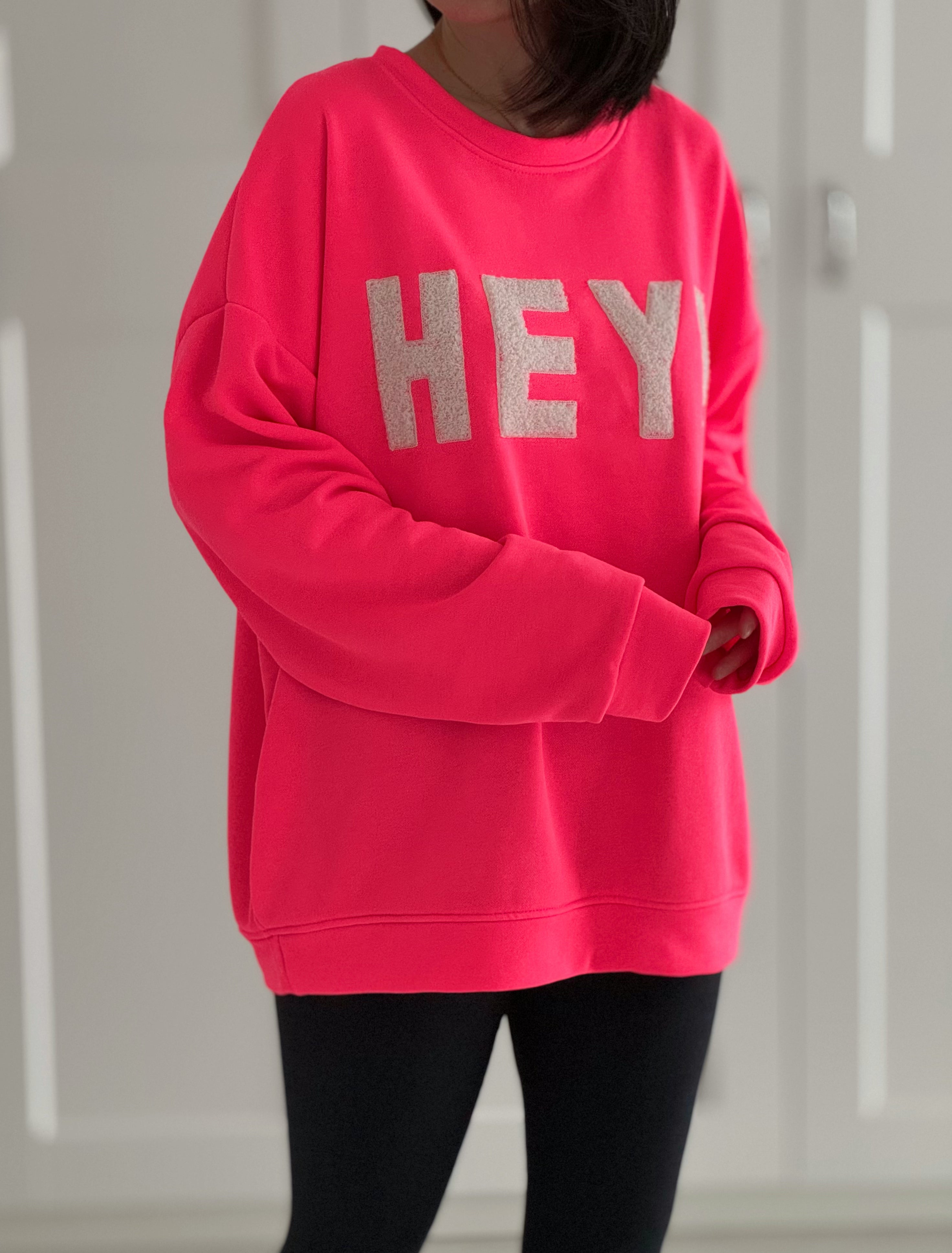 Sweatshirt, 3D-HEY!, 6 Farben, Neon-Pink