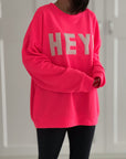 Sweatshirt, 3D-HEY!, 6 Farben, Neon-Pink