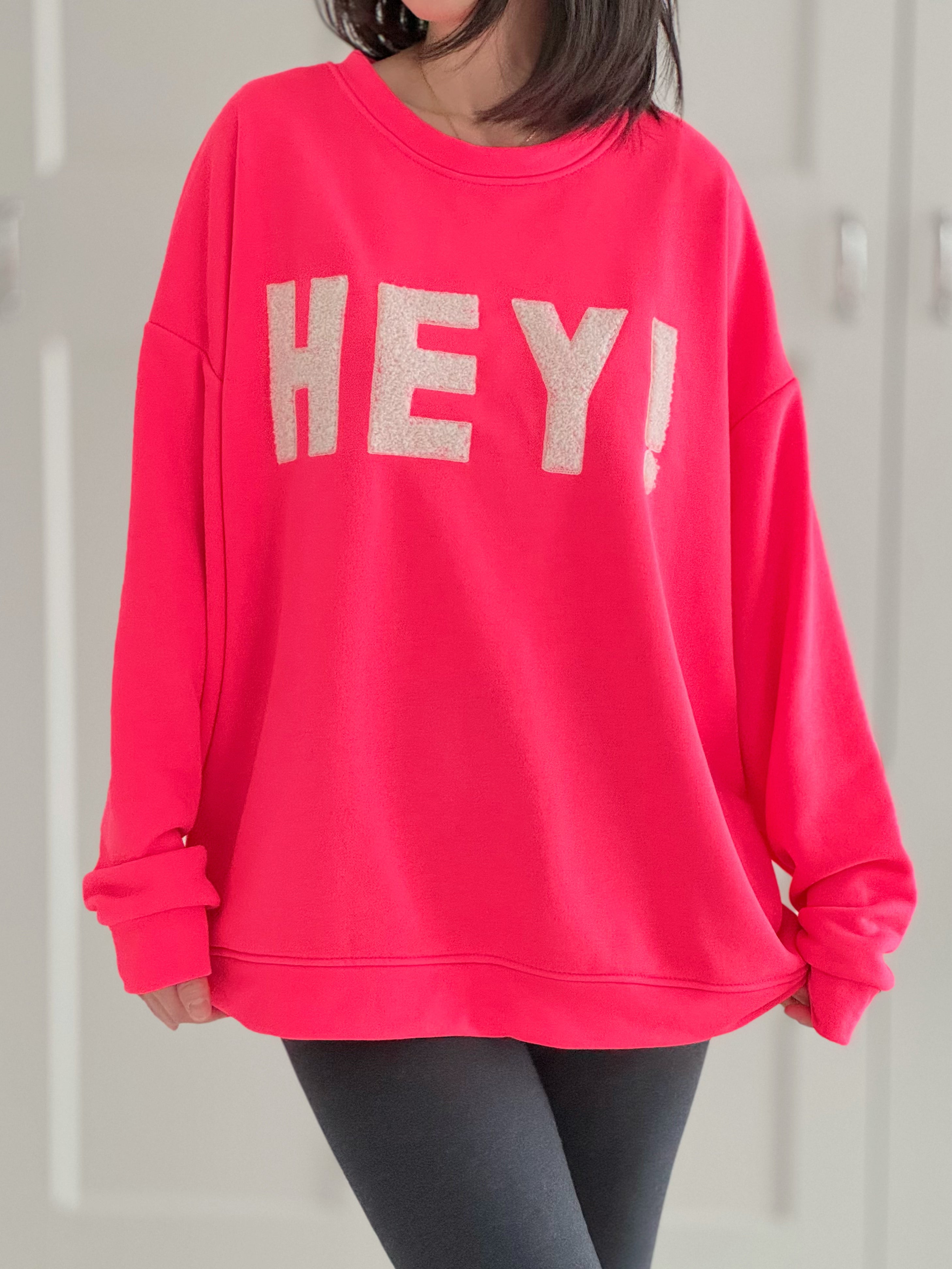 Sweatshirt, 3D-HEY!, 6 Farben, Neon-Pink