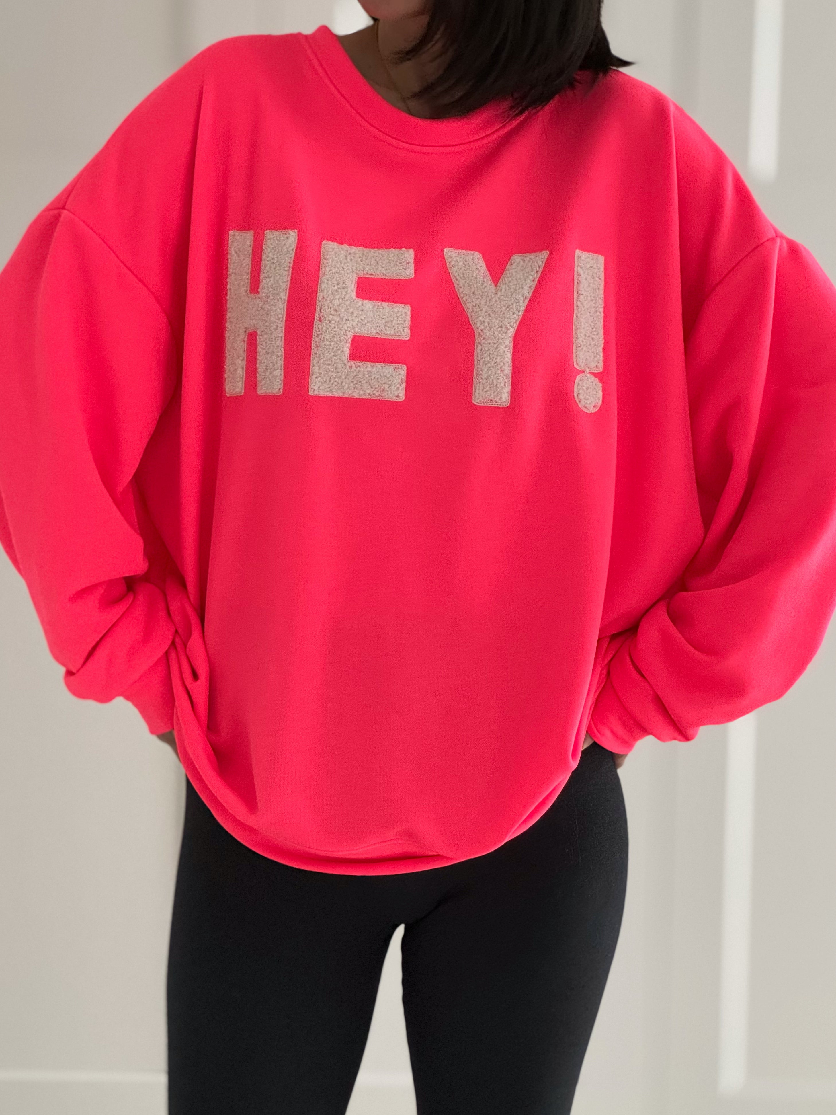 Sweatshirt, 3D-HEY!, 6 Farben, Neon-Pink