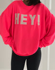 Sweatshirt, 3D-HEY!, 6 Farben, Neon-Pink