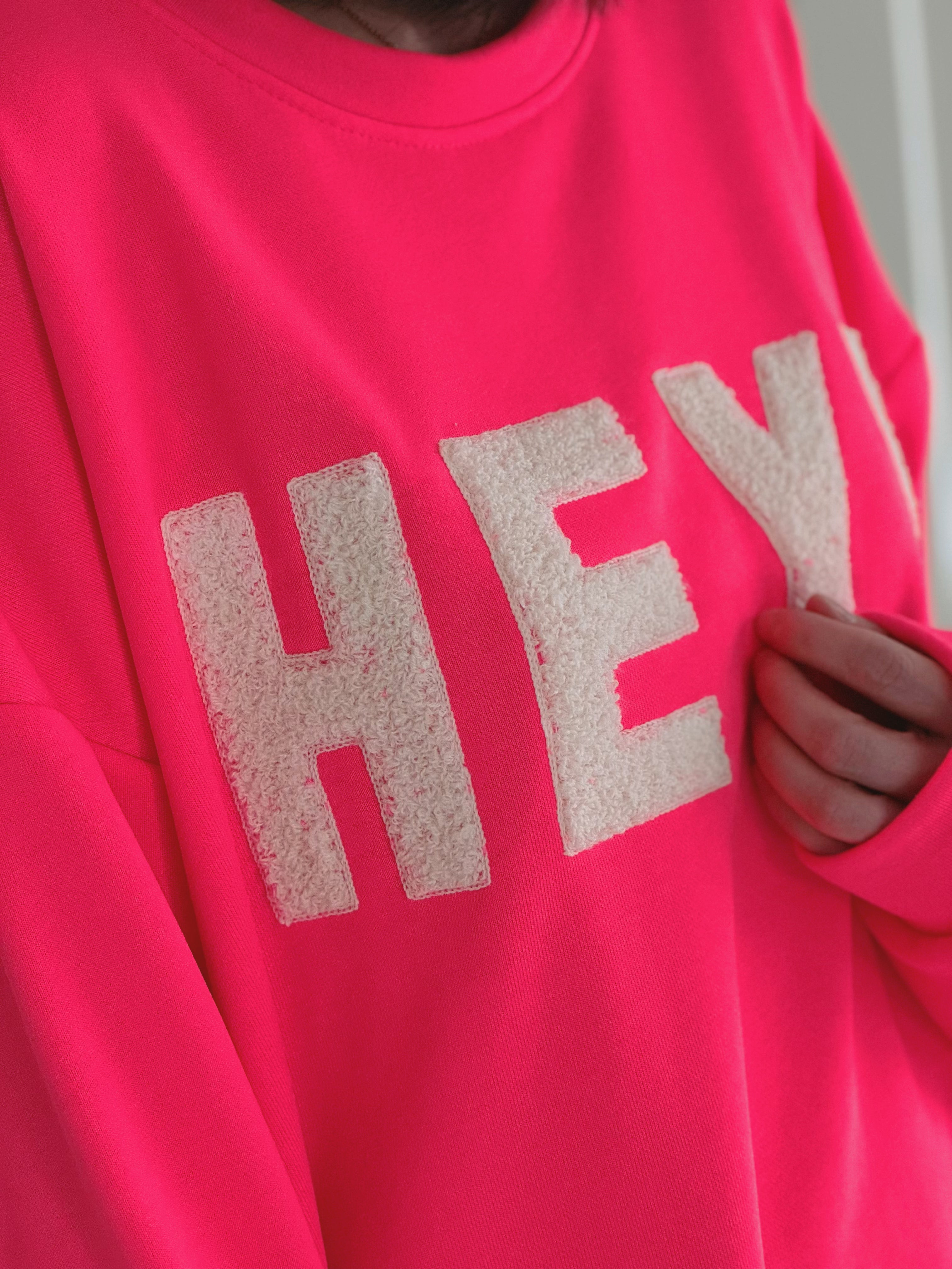 Sweatshirt, 3D-HEY!, 6 Farben, Neon-Pink