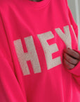 Sweatshirt, 3D-HEY!, 6 Farben, Neon-Pink