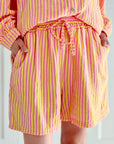 Musselin Shorts, Neon-Streifen, Gelb-Violett