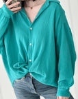 Musselin Bluse, regular, Cyan