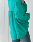 Musselin Bluse, regular, Cyan