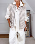 Strickweste, Streifen, Beige
