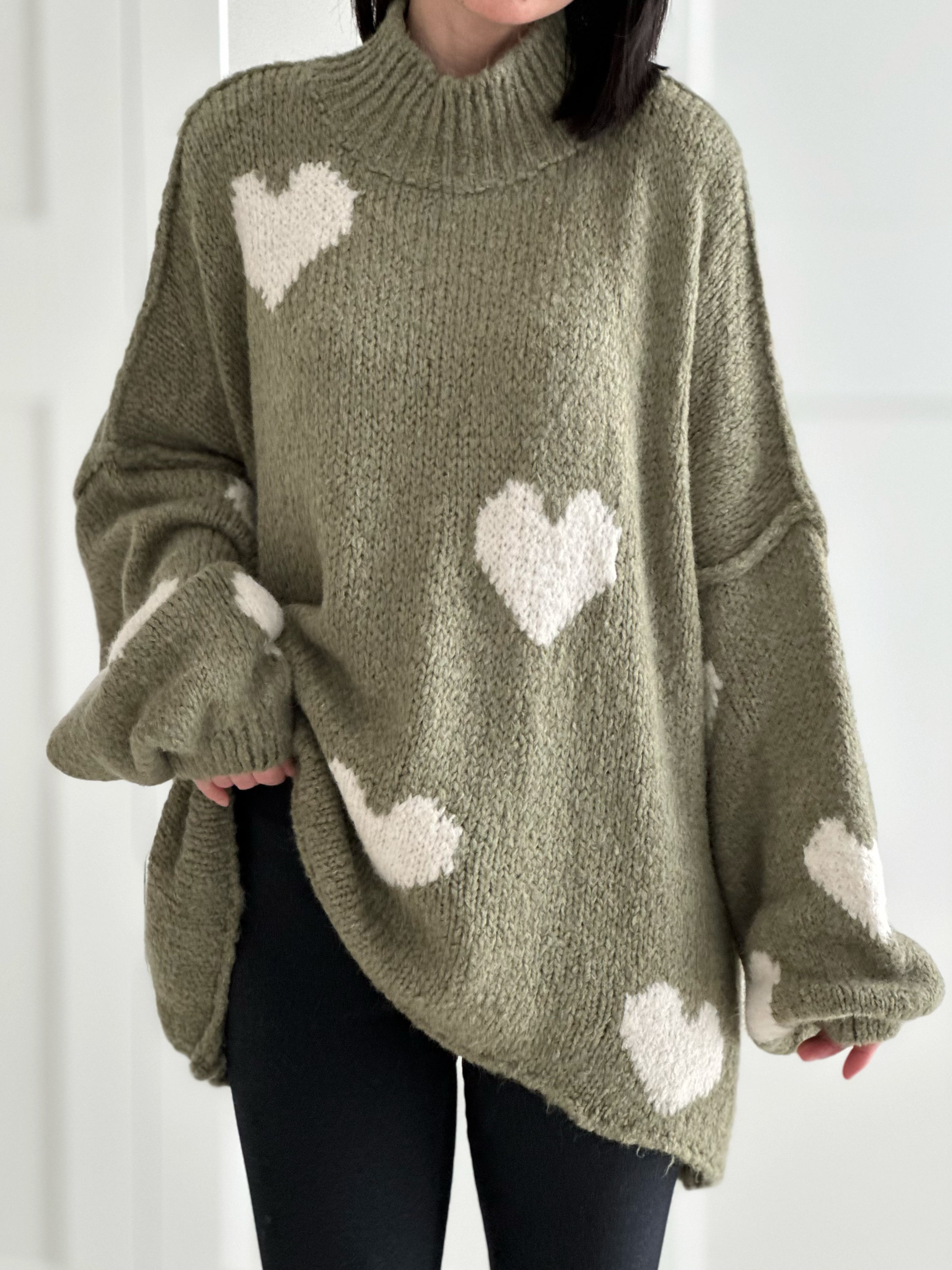 Pullover, Herzen, Oversize