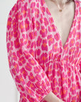Musselin Kleid, Rückenausschnitt, Pink-Leo