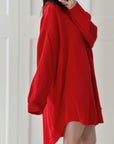 Musselin Bluse, long oversize, Rot
