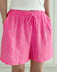 Musselin Shorts, Neon-Leo, Pink