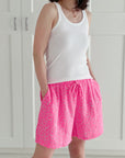 Musselin Shorts, Neon-Leo, Pink