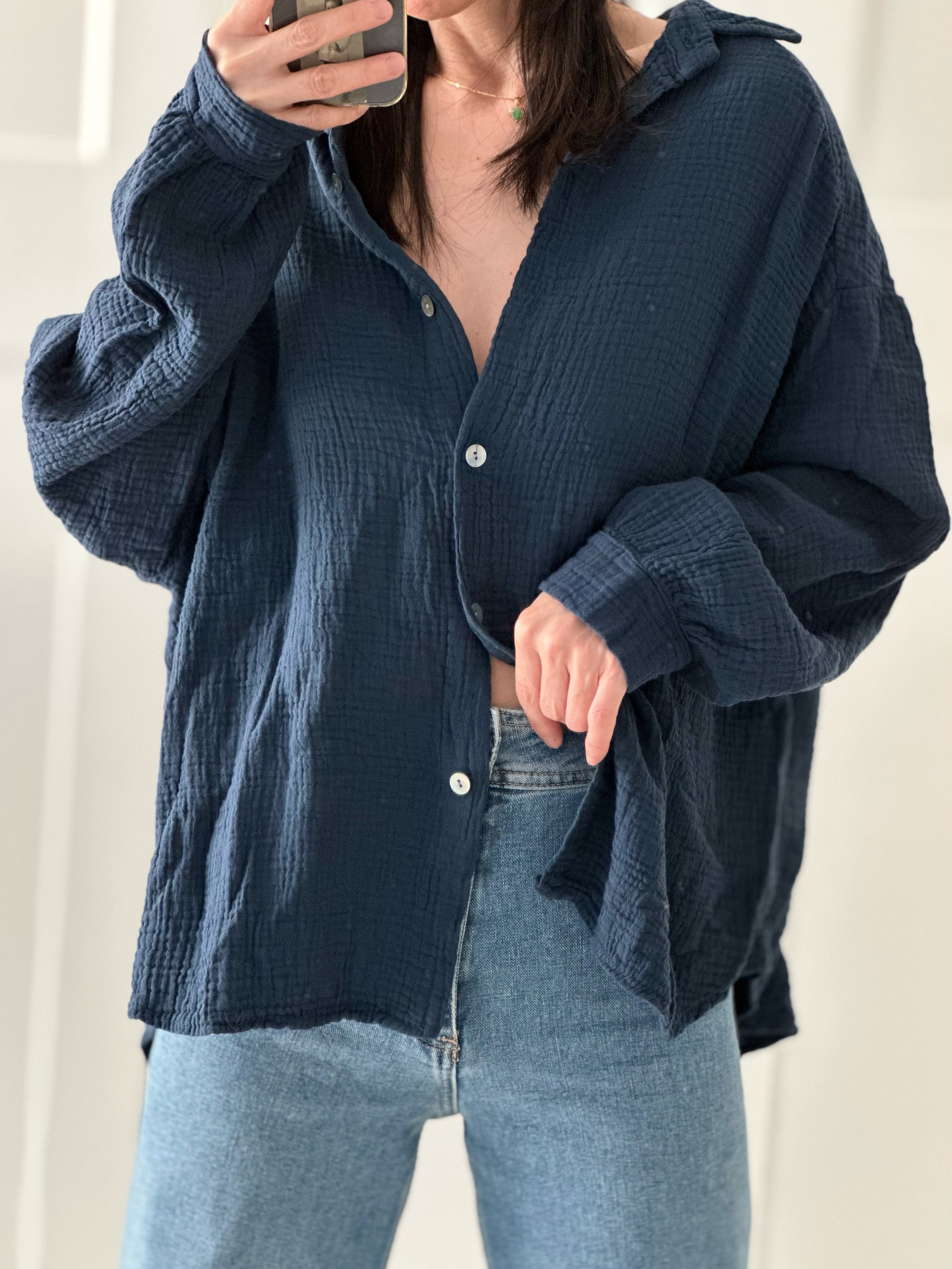 Musselin Bluse Regular Dunkelblau Sismeer musselin-bluse-regular-dunkelblau-sismeer
