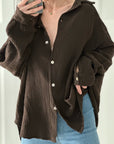 Musselin Bluse, regular, Schoko