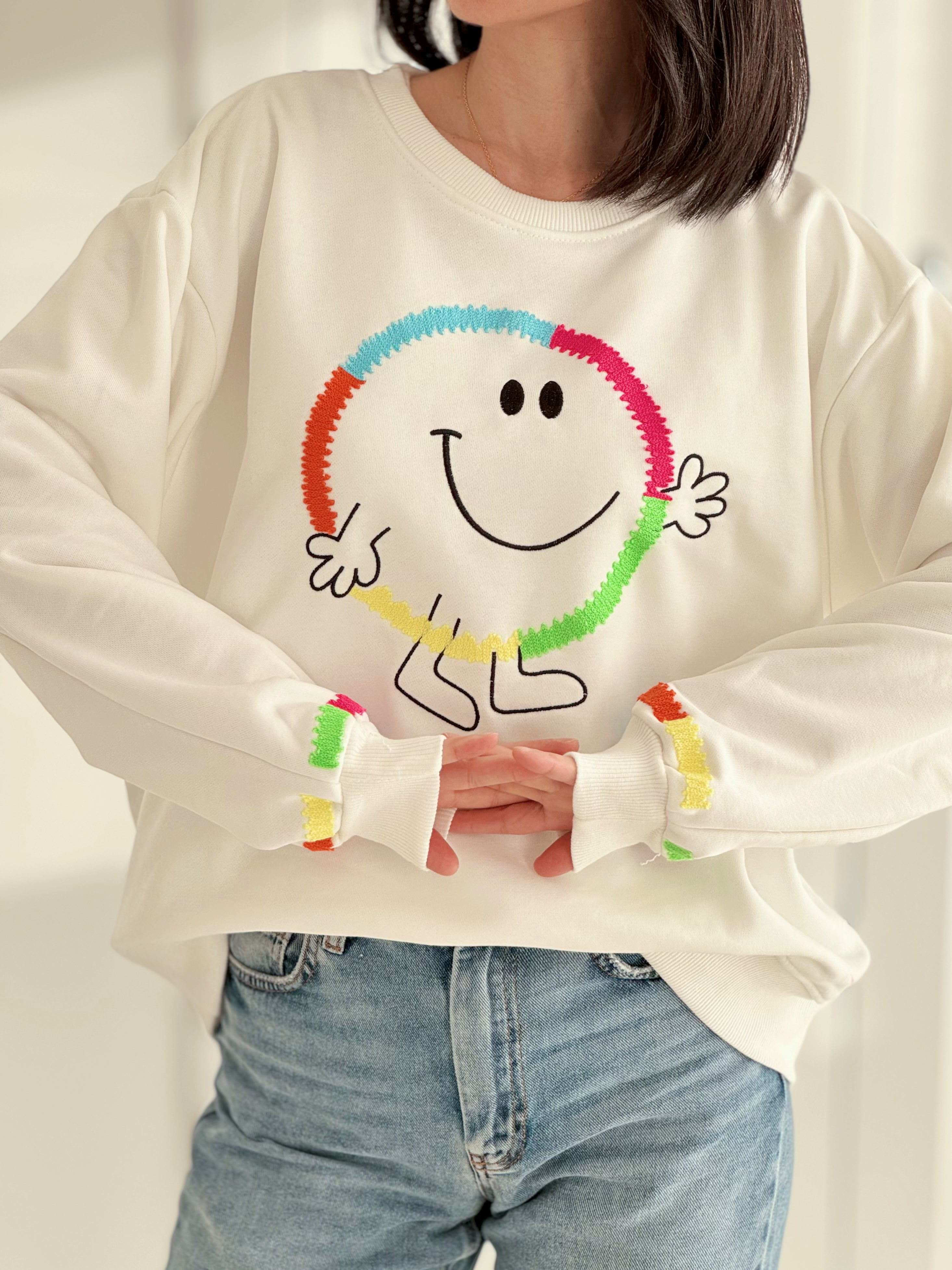 Sweatshirt, bunte Smiley, 3 Farben