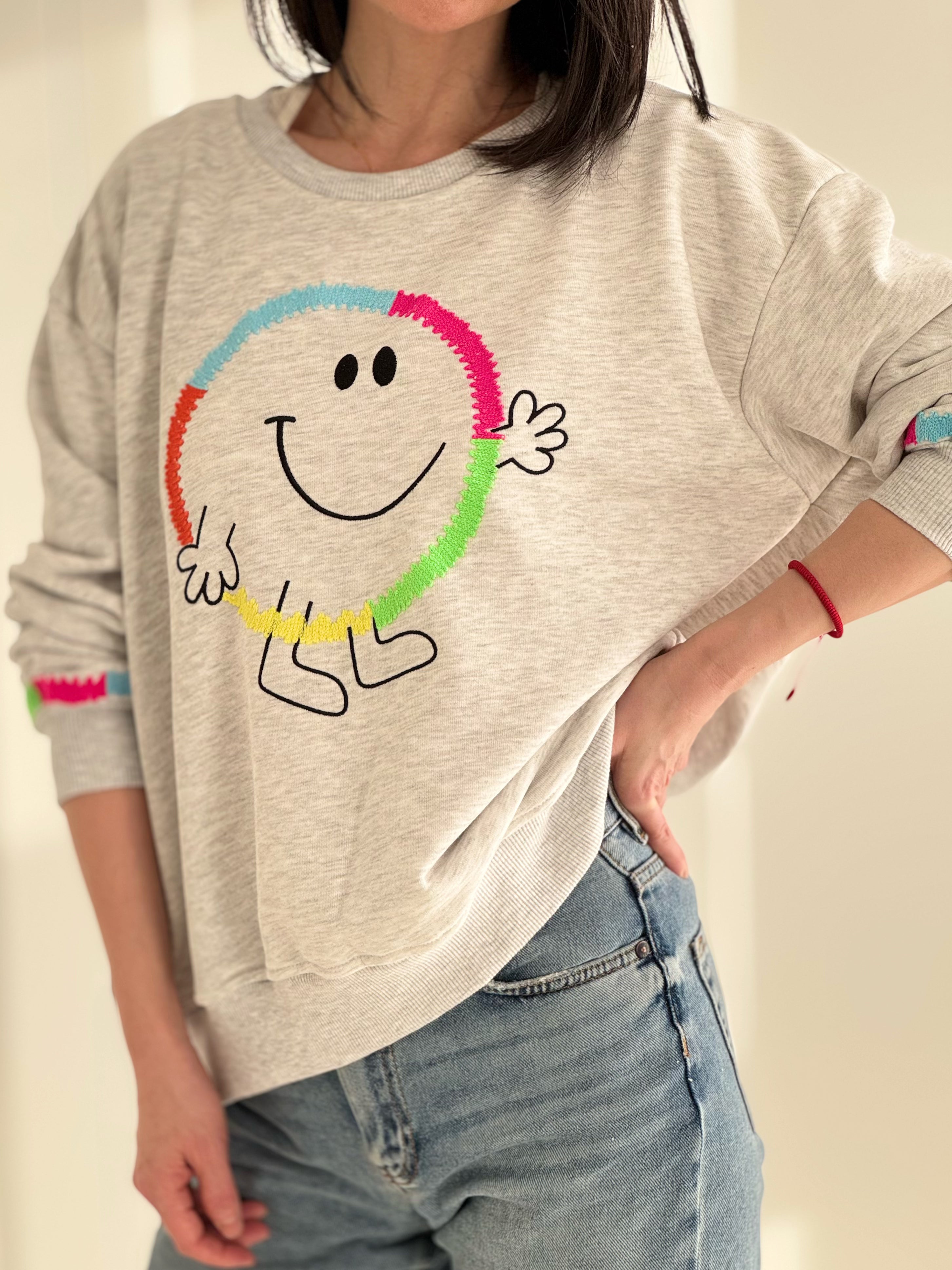 Sweatshirt, bunte Smiley, 3 Farben