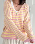 Strickjacke, Streifen, Flauschi, I, 10 Farben